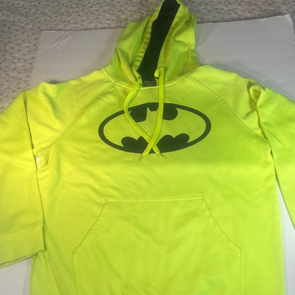 DC Comics Neon Yellow Hoodie with Black Batman Logo size Medium